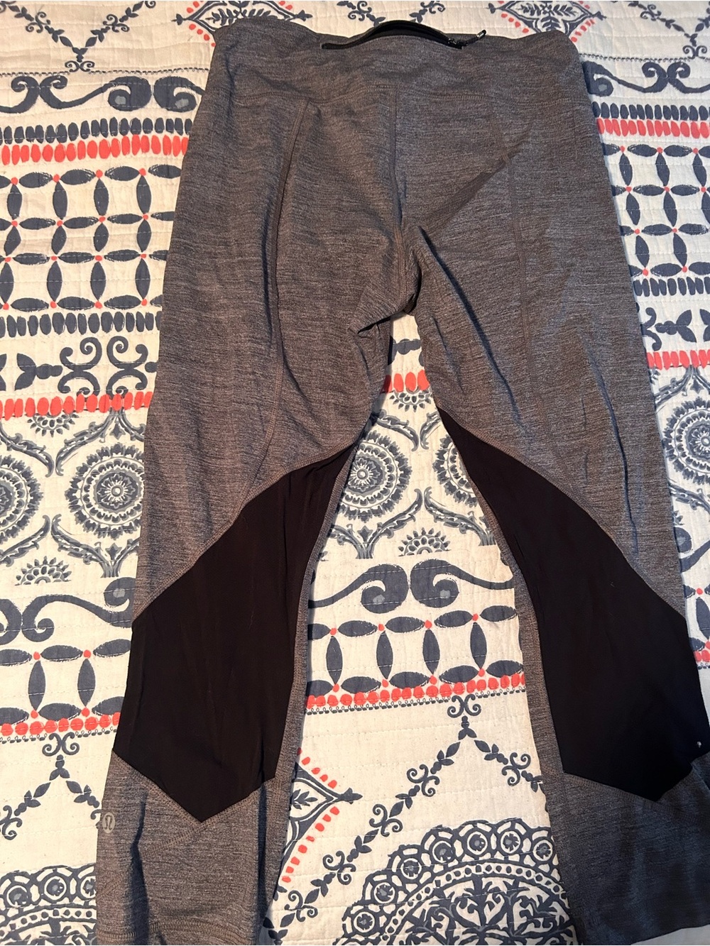 lululemon athletica Gray Leggings with Black Knee Panels